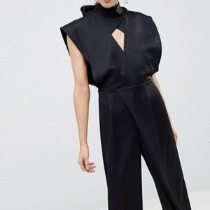 Cross Front Satin Jumpsuit
